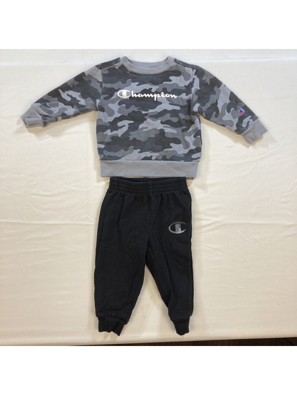 Champion Boys 18 Month 2 Pc Black & Gray Camo Sweatshirt & Joggers Pants Set